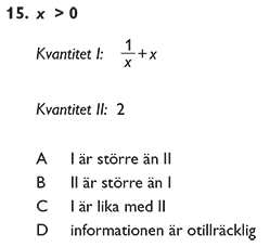 Fråga 15 X > 0 