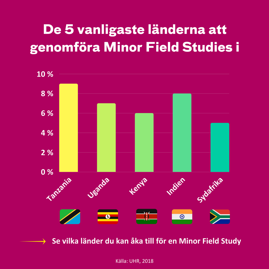 De 5 vanligaste länderna att genomföra Minor Field Studies i